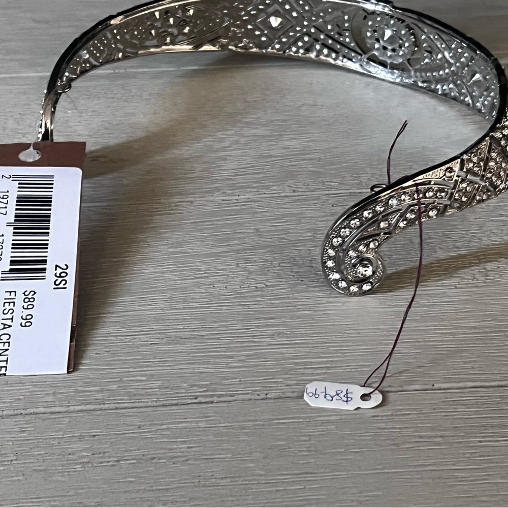 Silver Crystal Statement Necklace - image 4